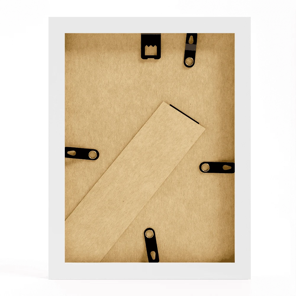 Originele Framewinkel-productfoto van de achterkant van de wit lijst